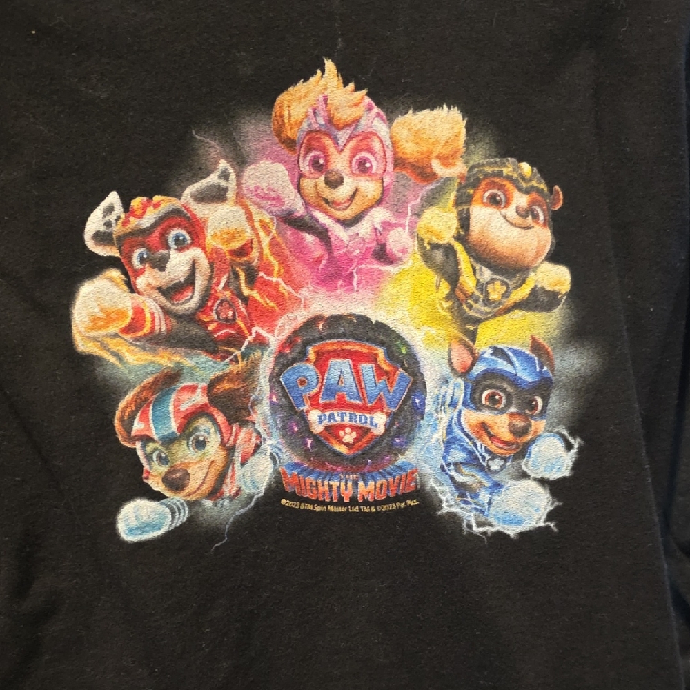 Paw Patrol Mighty Movie Kids Black T-Shirt